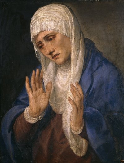 Mater Dolorosa con manos abiertas de Tiziano Vecelli